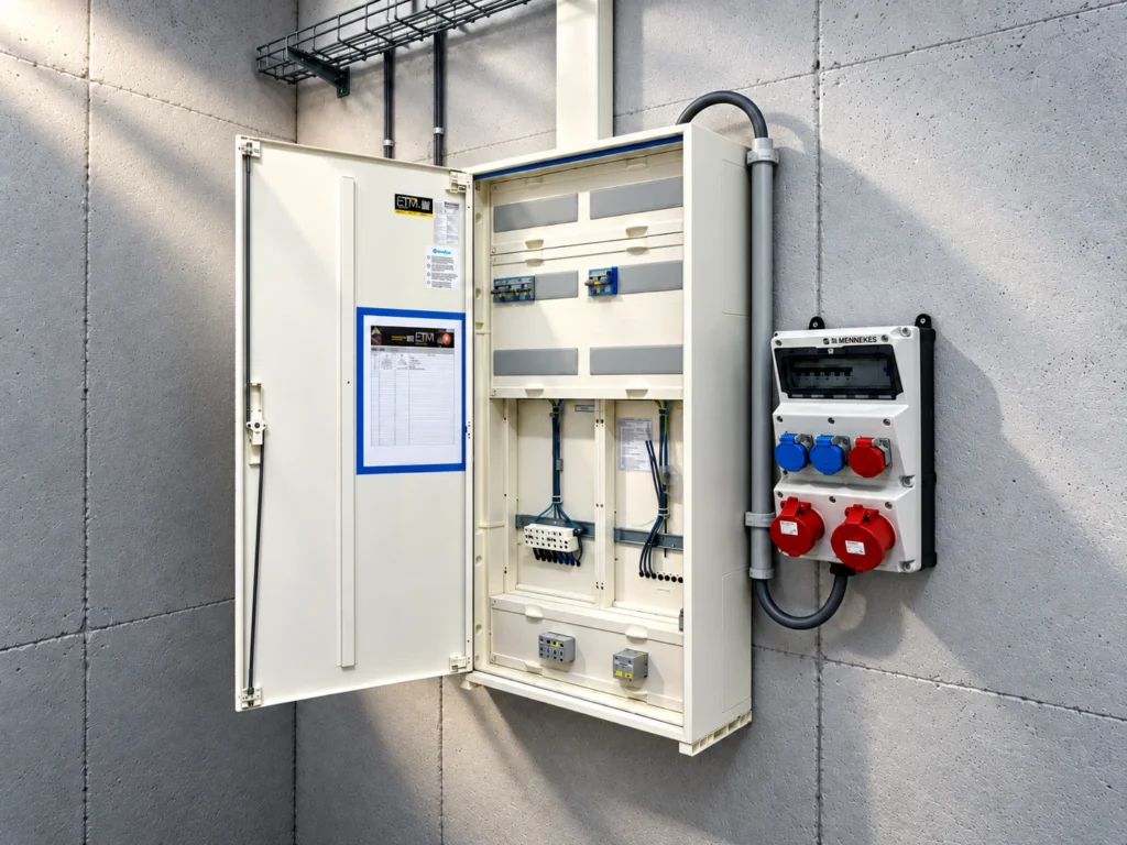 Elektroinstallation. Neu installierter Elektroverteilerschrank von ETM Elektro AG in Schaffhausen und Umgebung